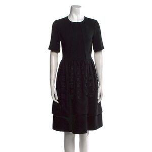 Tibi wool Black Midi Dress with Cut-Out Details
